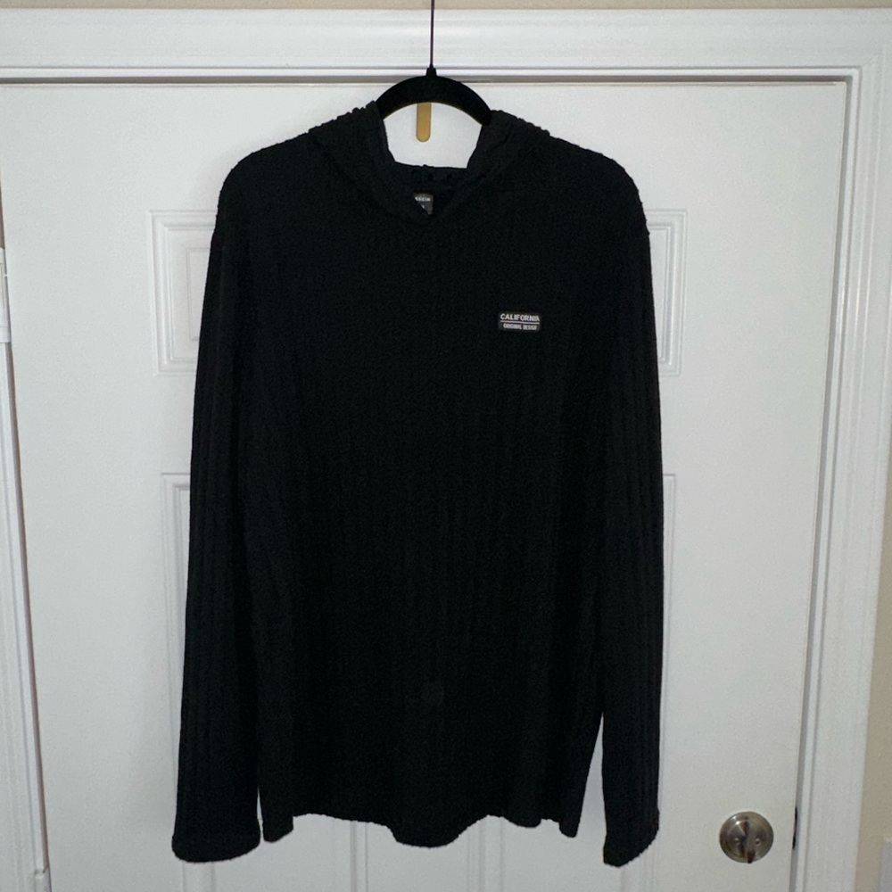 California Original Design Men’s Black Striped Hoodie Sweater size XL